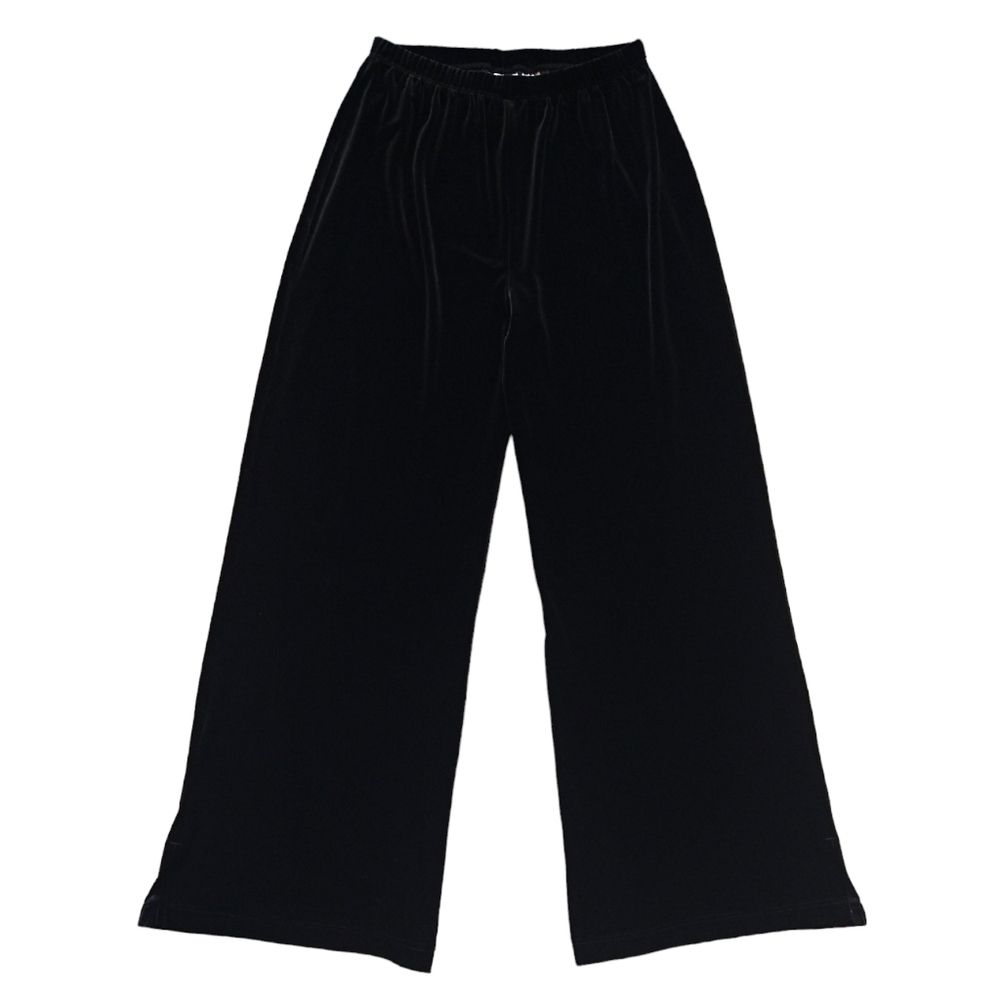 Chico's Black Velvet Wide Leg High Rise Pull On Pants Comfy Lounge Party
